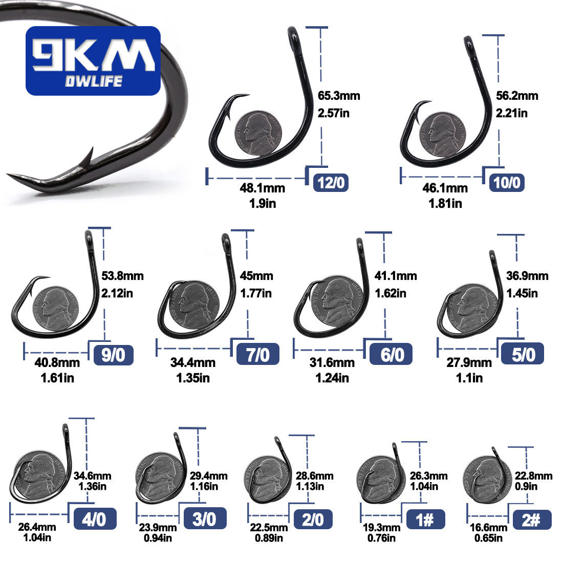 9KM 서클 후크 25~50Pcs 바닷물 낚시 후크 오 - Fishing Hook Barbless 리뷰 및 가격