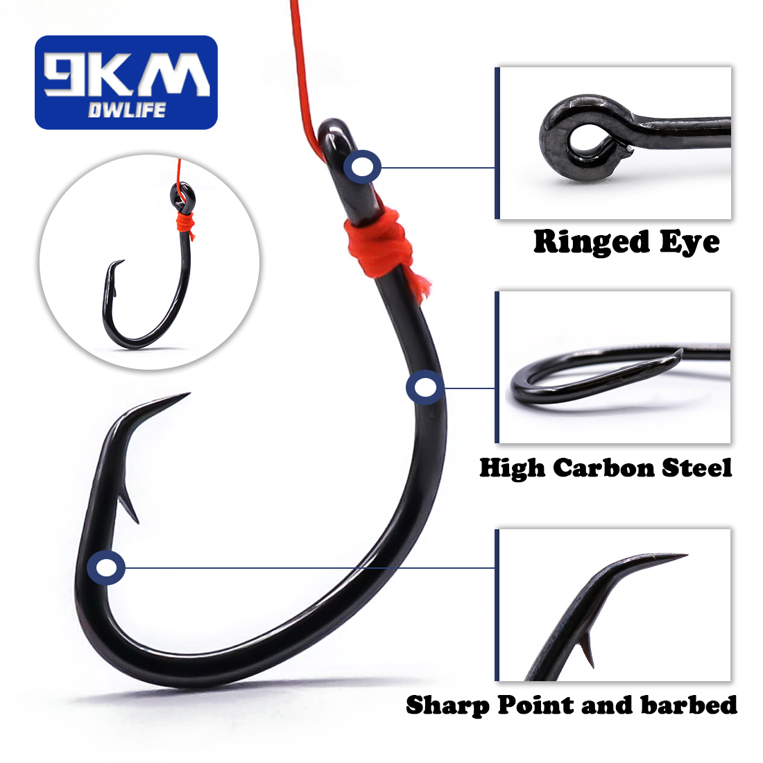 9KM 서클 후크 25~50Pcs 바닷물 낚시 후크 오 - Fishing Hook Barbless 리뷰 및 가격