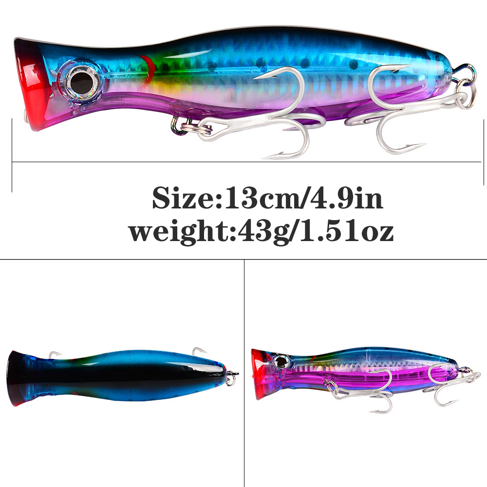 PROBEROS 1pc 13cm 43g 포퍼 낚시 미끼 - Fishing Hook Treble 리뷰 및 가격