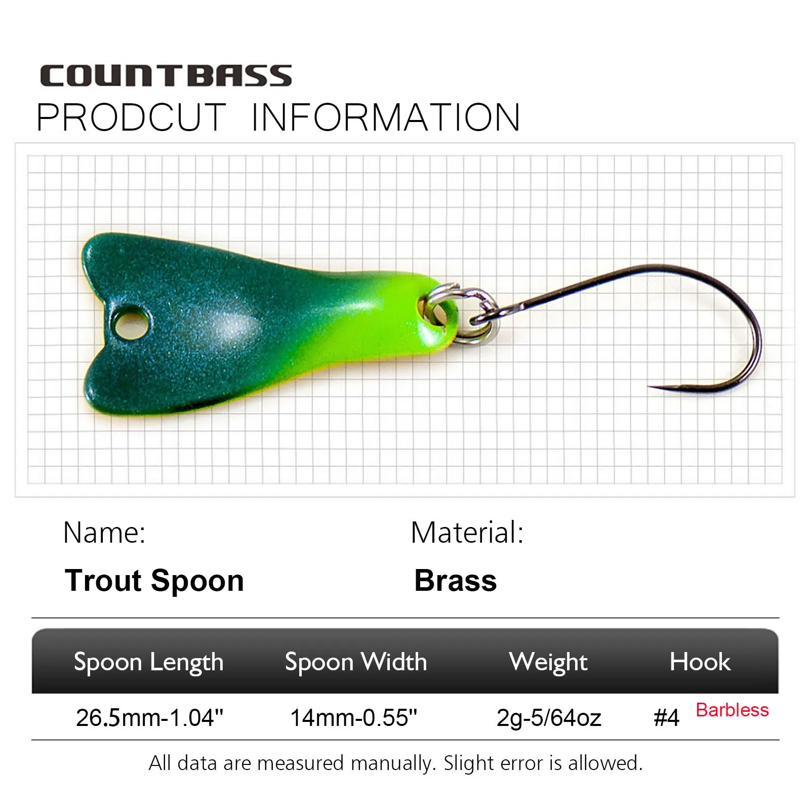 COUNTBASS 5/64oz 2g 캐스팅 스푼(바블리 - Fishing Hook Barbless 리뷰 및 가격