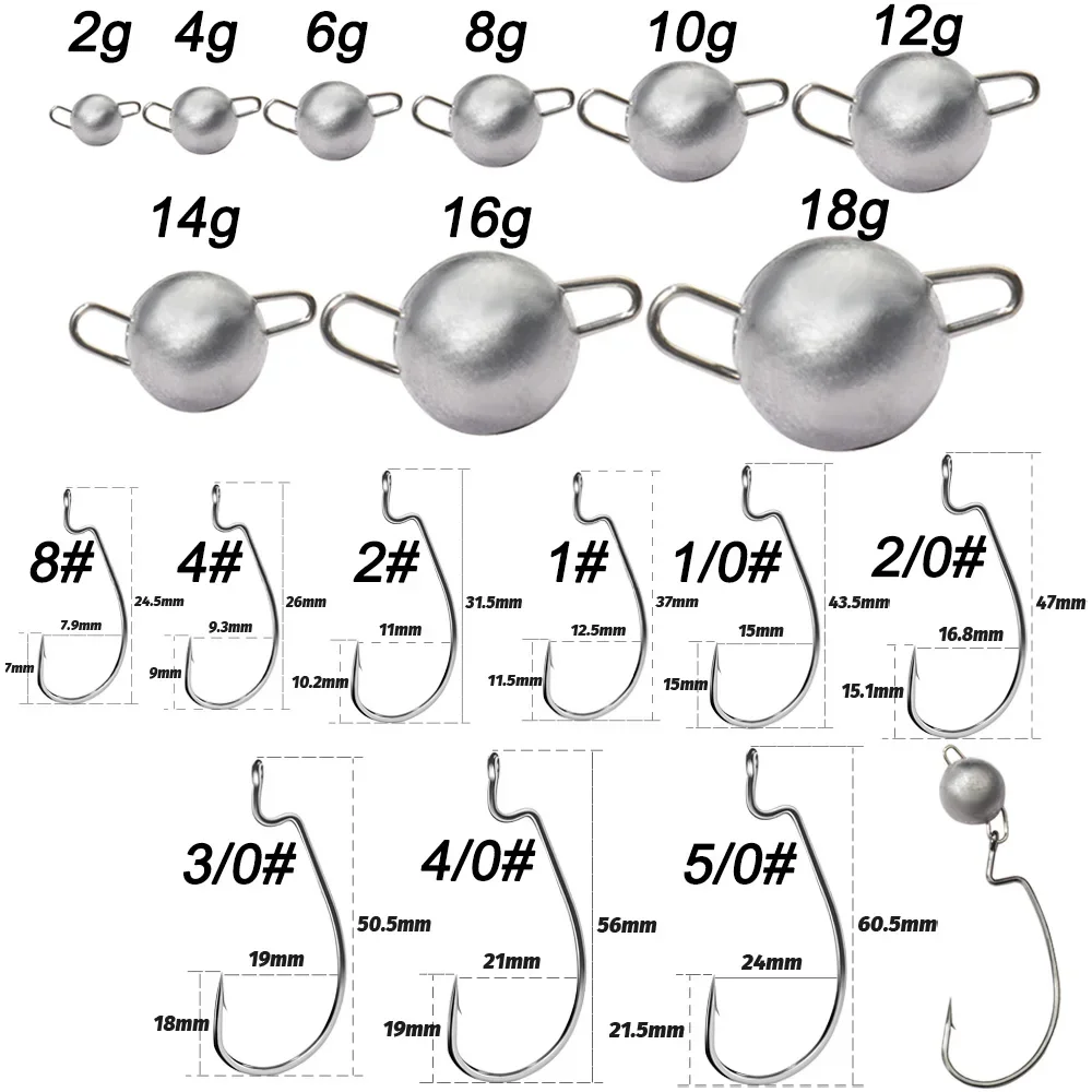 5개 금속 지그 헤드 웜 훅 2g 4g 10g 14g  - Fishing Hook Weedless 리뷰 및 가격