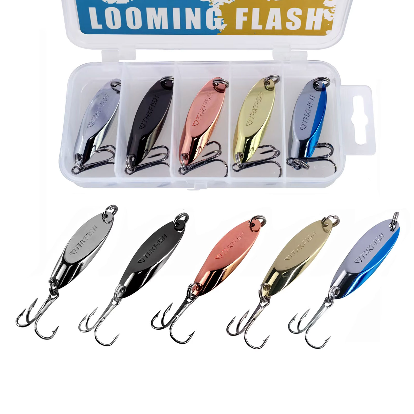 5pcs 금속 회 전자 숟가락 미끼 3.5g 5.5g  - Fishing Hook Treble 리뷰 및 가격