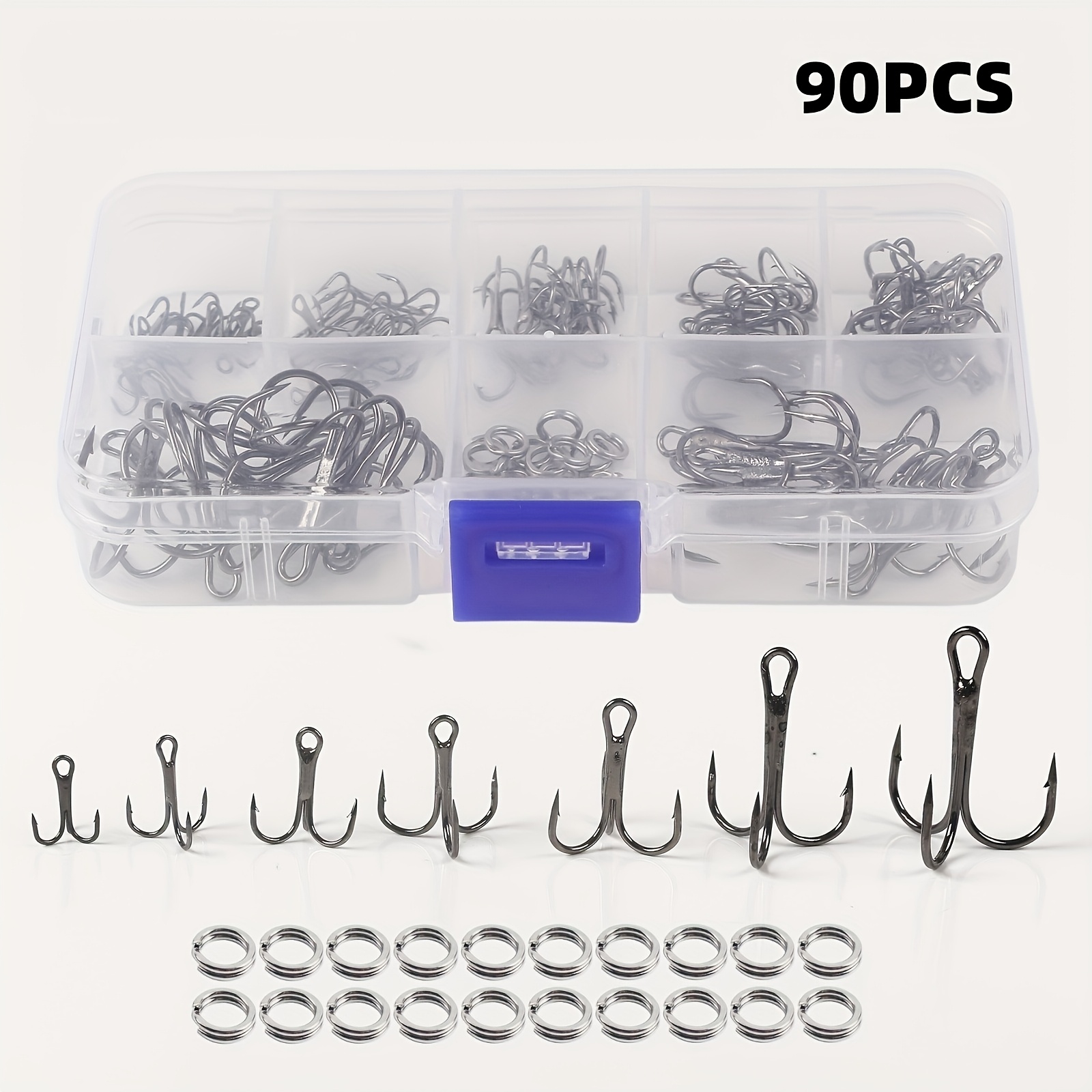 90개/세트 스플릿 링이 포함된 루어 트리플 훅 키트, - Fishing Hook Circle 리뷰 및 가격